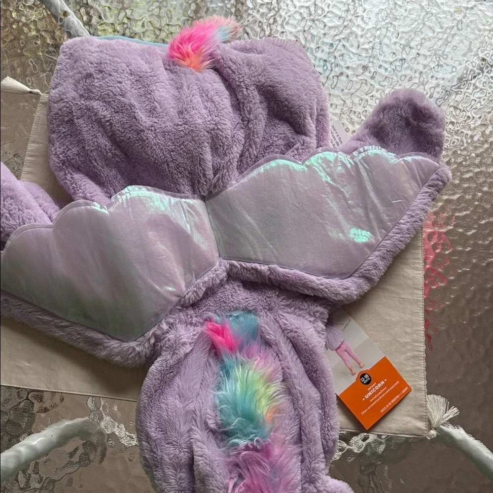 New- Toddler whimsical Rainbow Fleece   Unicorn Hooded Coat - Sweater Pullover